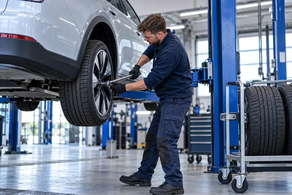 Radmontage in der Werkstatt